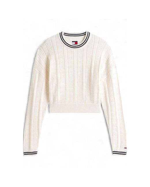 Tommy Hilfiger White Round-Neck Knitwear