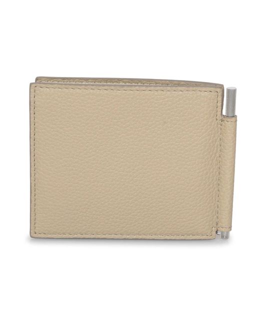 Tom Ford Accessoires ,Leer Gegreineerde Leren Clip Portemonnee in het Natural voor heren