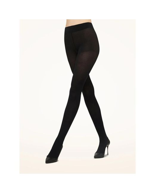 Wolford Black Cotton Rib Tights