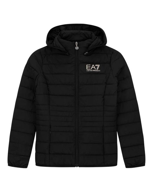 EA7 Logo-Print Puffer Jacket in het Black