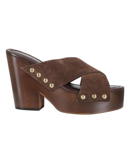 Paris Texas Brown Heeled Mules