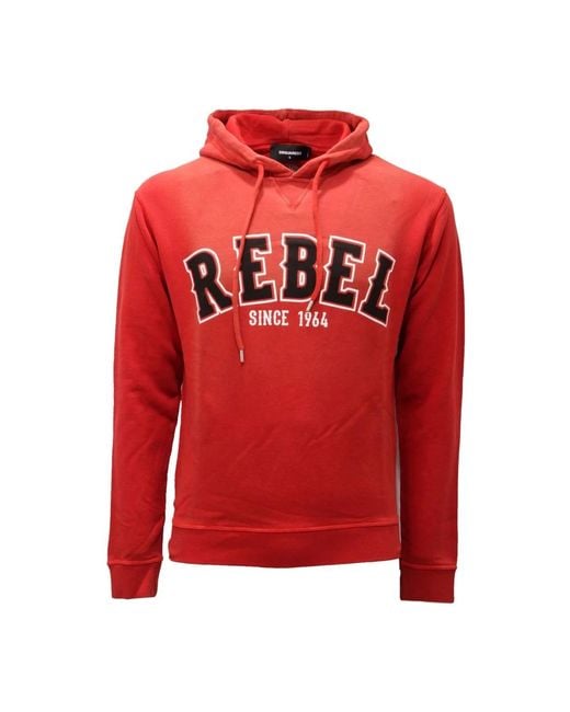 DSquared² Hoodies & Sweatvesten ,Rood ,Slim Fit Sweatshirt, Gemaakt in het Red voor heren