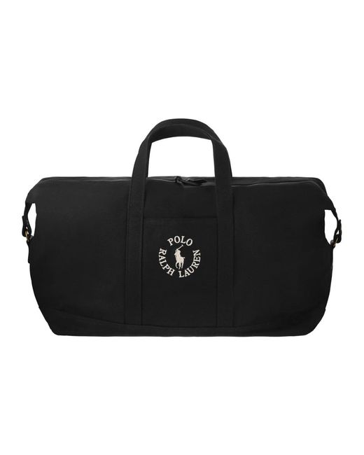 Ralph Lauren Bestickte logo baumwoll-duffle-tasche in Black für Herren