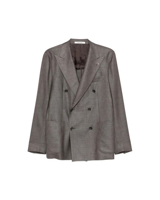 Tagliatore Jassen ,Bruin ,Leer Double-Breasted Blazer in het Gray voor heren