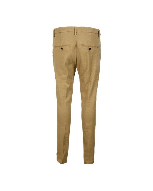 Dondup Broeken ,Bruin ,Linnen Linnenmix Gaubert Broek Met Rits in het Natural voor heren
