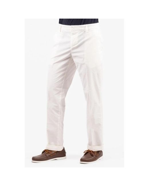 Dondup White Straight Trousers for men