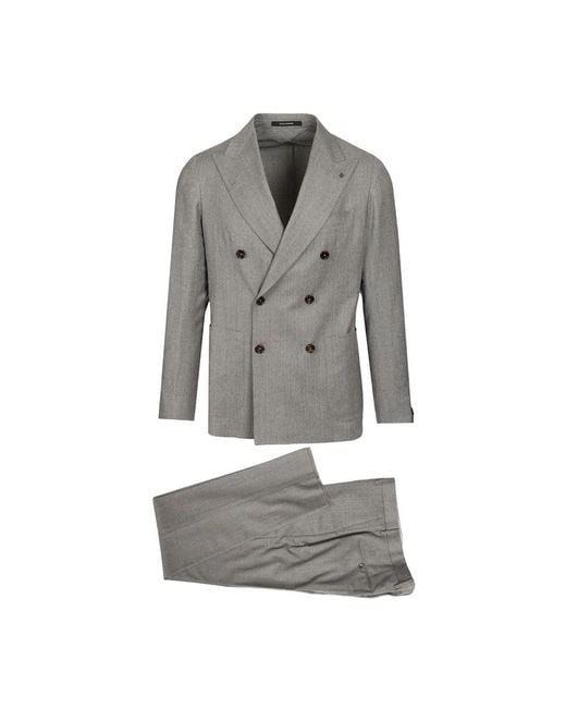 Tagliatore Gray Double Breasted Suits for men