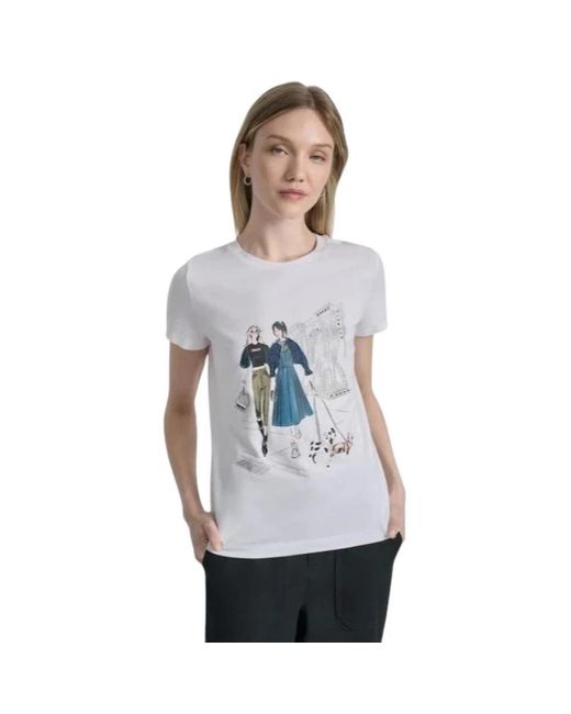 DKNY Tops ,Veelkleurig ,Katoen City Girl Graphic T-Shirt in het Gray