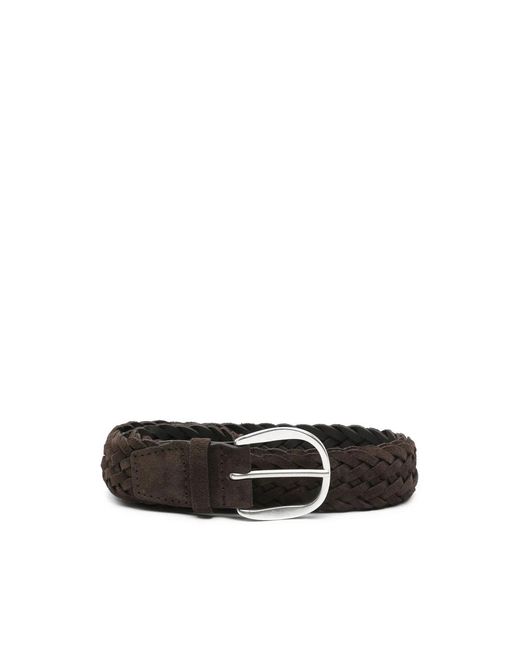 Orciani Accessoires ,Bruin ,Suède Gevlochten Riem in het Black voor heren