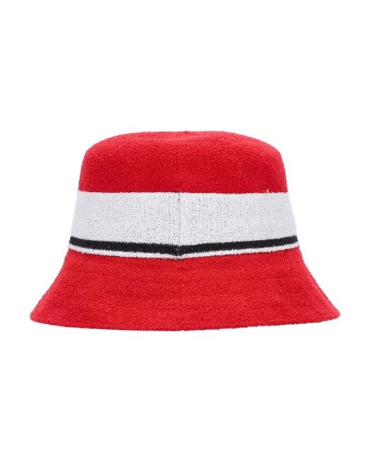 Kangol Accessoires ,Rood ,Polyester Gestreepte Emmerhoed in het Red voor heren