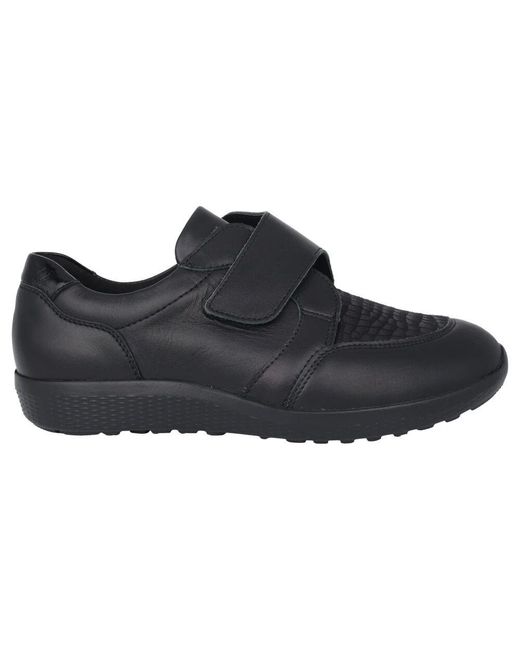 Waldläufer Black Schwarzer ledersneaker mit weiter passform