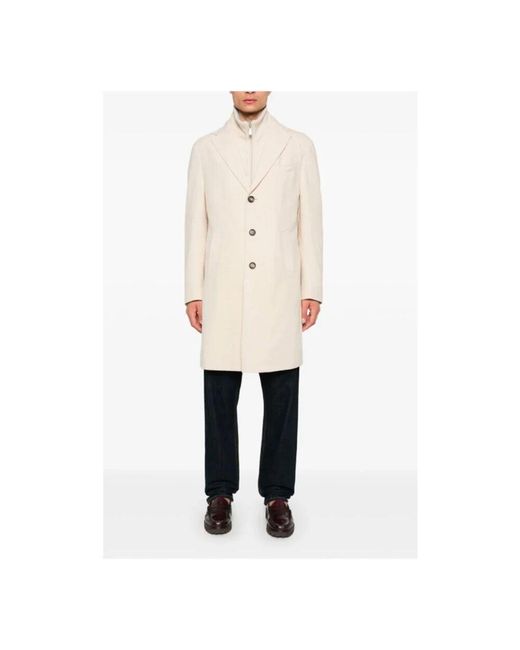 Single-Breasted Coats di Eleventy in Natural da Uomo