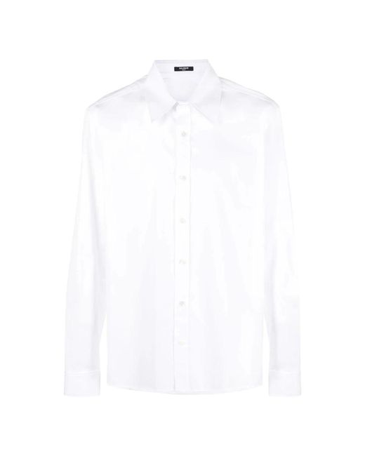 Balmain Overhemden ,Wit ,Katoen Long Sleeve Tops in het White voor heren