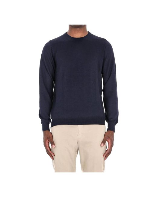 Barba Napoli Blue Round-Neck Knitwear for men