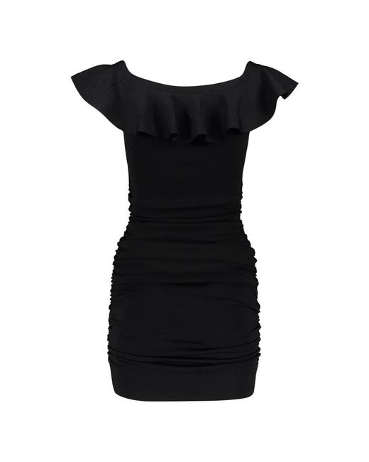 Céline Black Gerüschtes mini kleid