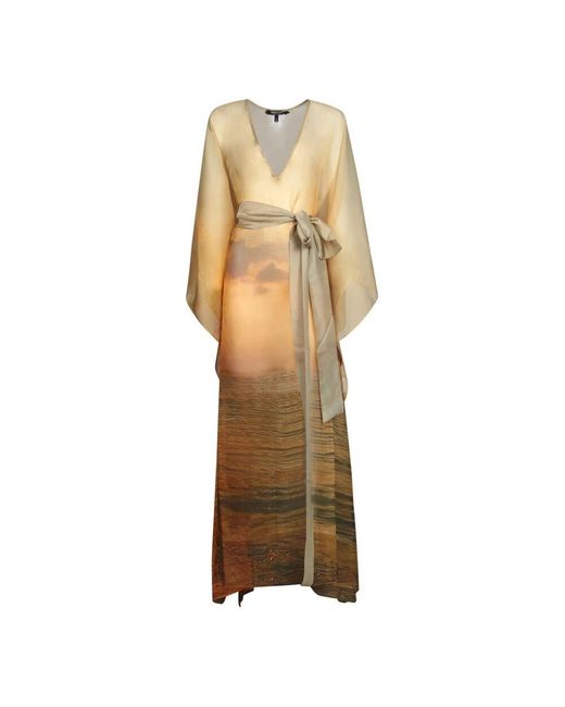 Roberto Cavalli Natural Elegantes Oranges Seidenkleid