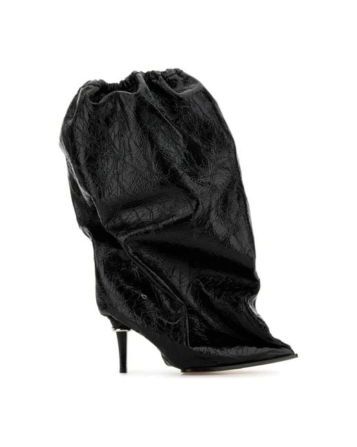 McQueen Black Leather Ankle Boots