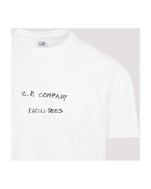 C P Company Weißes logo t-shirt rundhalsausschnitt kurzarm in White für Herren