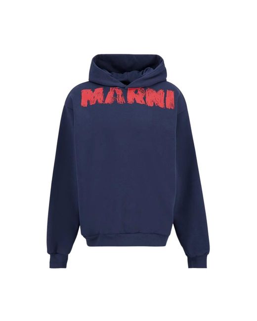 Marni Hoodies & Sweatvesten ,Blauw ,Katoen Hooded Sweatshirt in het Blue voor heren