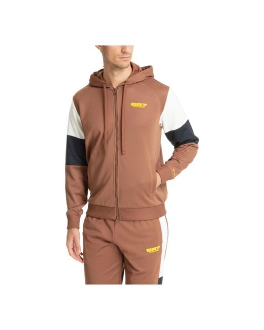 EA7 Brown Zip-Throughs for men