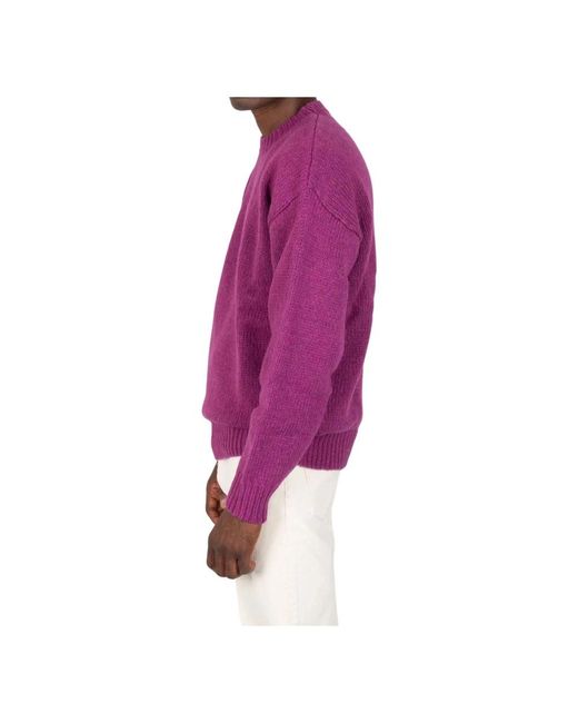 Roberto Collina Purple Round-Neck Knitwear for men
