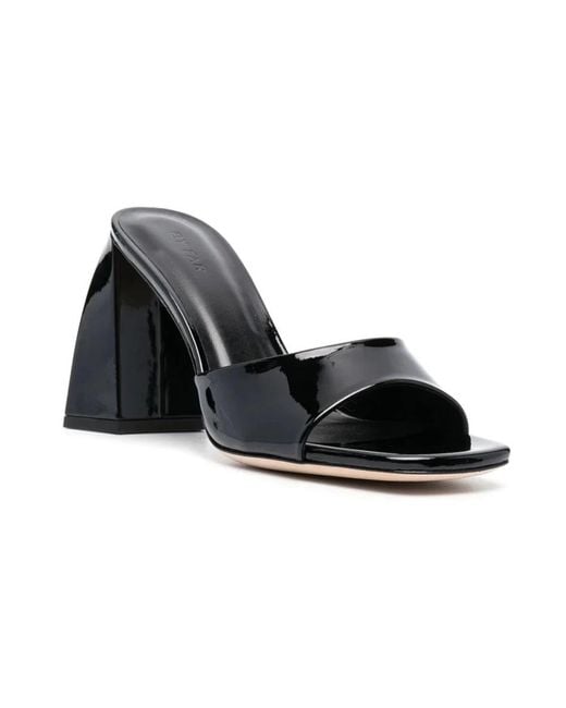 By Far Black Heeled Mules