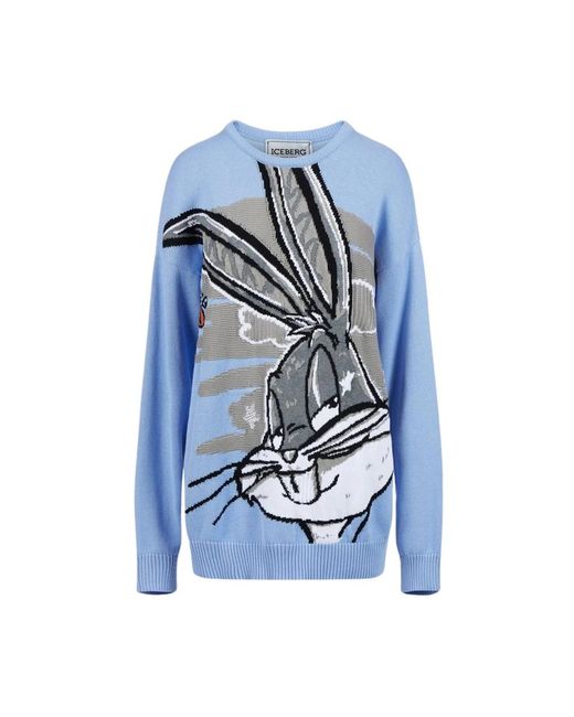 Sweater with cartoon graphics and logo di Iceberg in Blue