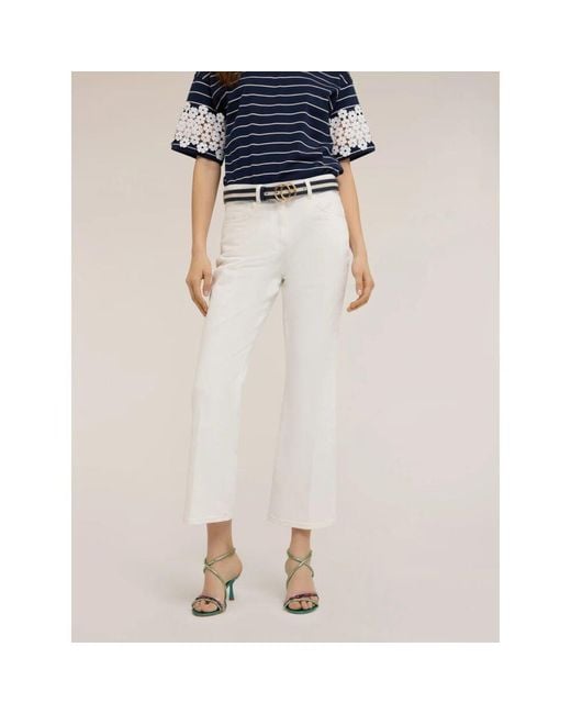 mötivi White Kick-Flare-Hose Aus Stretch-Baumwolldrillich