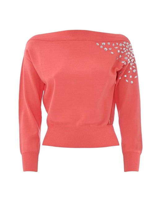 Kocca Red Pullover mit bootsausschnitt und strsteinen