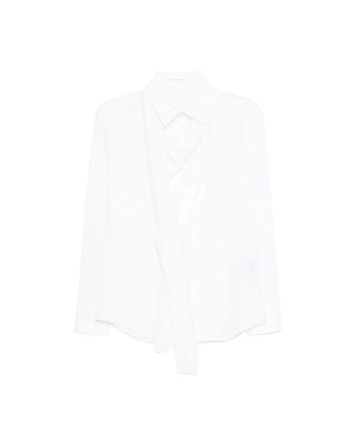 Yohji Yamamoto Sjaal-Detail Katoenen Overhemd in het White