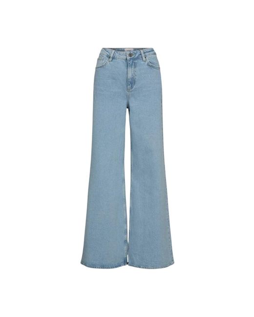 Numph Jeans ,Blauw ,Katoen Nupisa Hr Wide Jeans in het Blue
