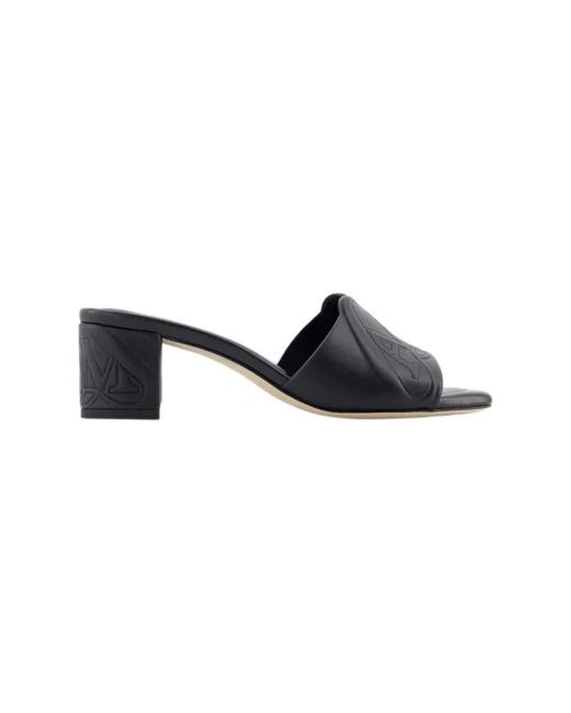 McQueen Black Heeled Mules