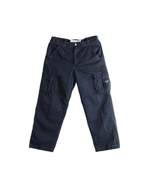 ERL Blue Straight Trousers for men