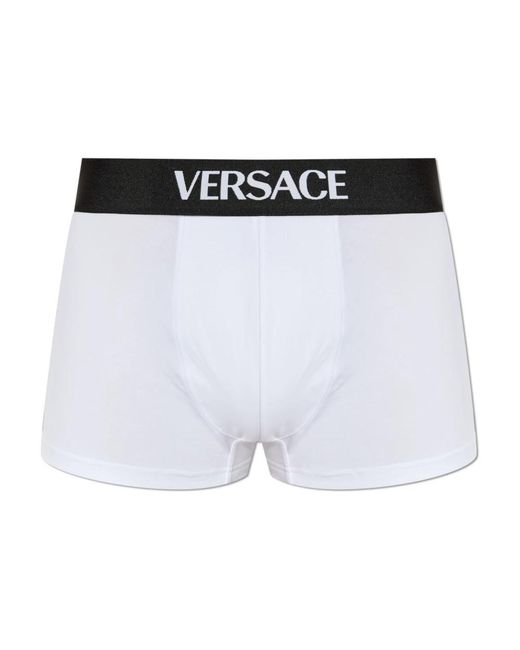 Versace Ondergoed ,Wit ,Katoen Katoenen Boxershorts Met Logo in het White voor heren