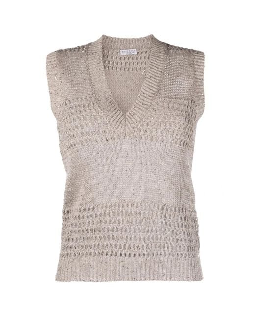 Brunello Cucinelli V-Neck Knitwear in het Brown