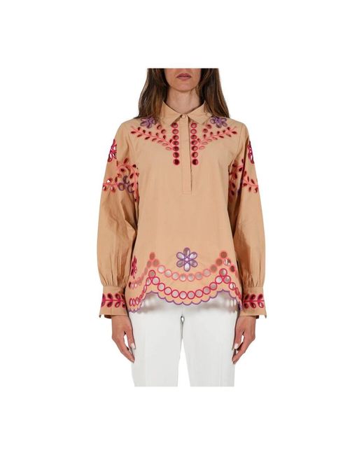 Not Shy Natural Weiße Bestickte Bluse Mit Cutwork