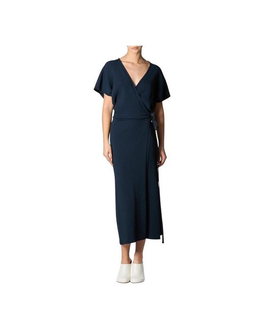 Roberto Collina Kleedjes ,Blauw Wrap Jurk in het Blue
