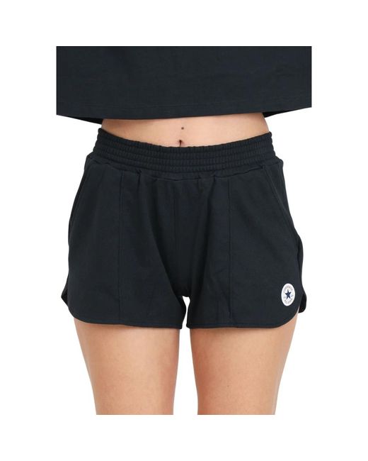 Shorts neri con patch logo di Converse in Black