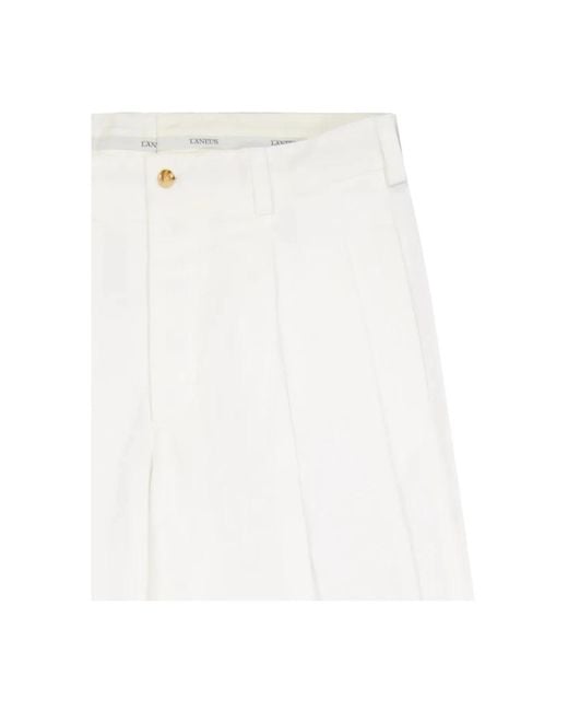 Laneus White Straight Trousers for men