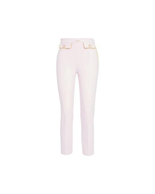 Elisabetta Franchi White Slim-Fit Trousers