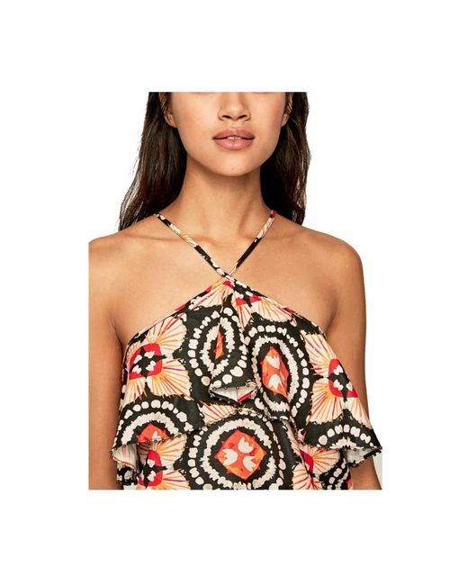 Pepe Jeans Brown Sleeveless Tops