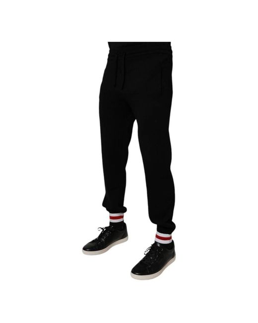 Dolce & Gabbana Schwarze Woll-Jogger-Sweatpants in Black für Herren