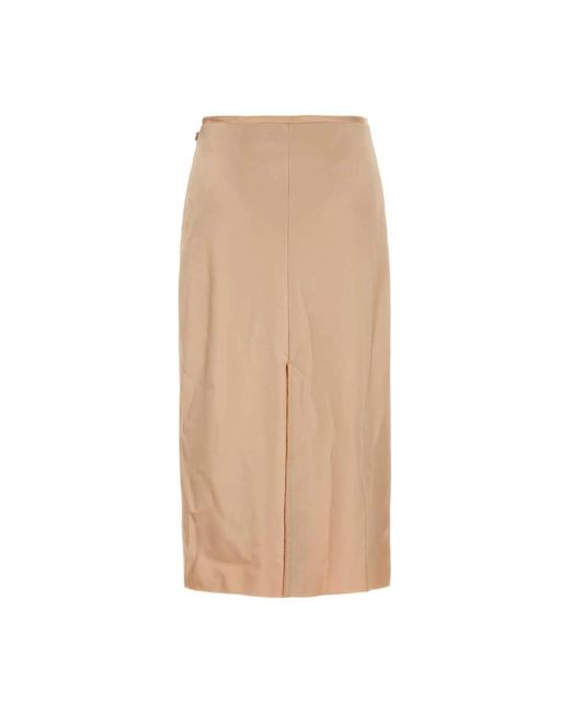 AMI Rokken ,Satijn Raw Edges Details Midi Rok in het Natural