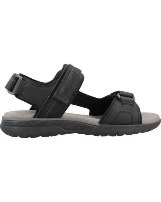 Geox Schoenen ,Zwart ,Moderne Platte Sandalen in het Black voor heren
