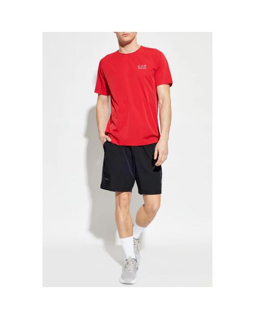 EA7 Fitness ,Rood ,Polyester Ventus 7 Travel T-Shirt En Shorts Set in het Red voor heren