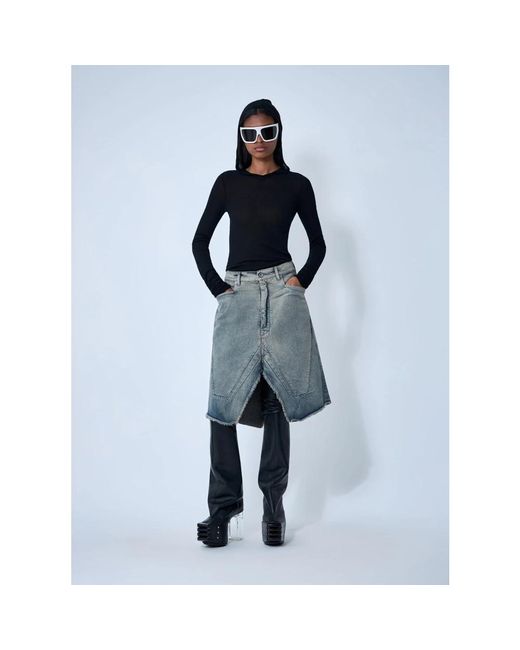 Rick Owens Gray Denim Skirts
