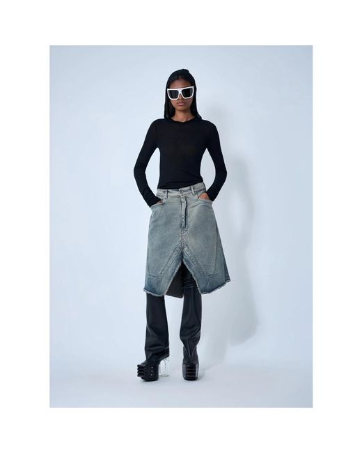 Rick Owens Gray Denim Skirts