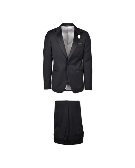 Paoloni Single Breasted Suits in het Black voor heren