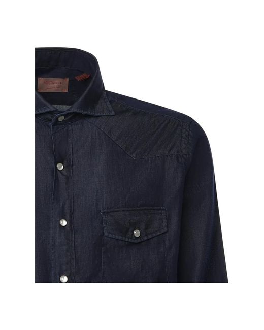 Borriello Overhemden ,Blauw ,Denim Denim Overhemd in het Blue voor heren