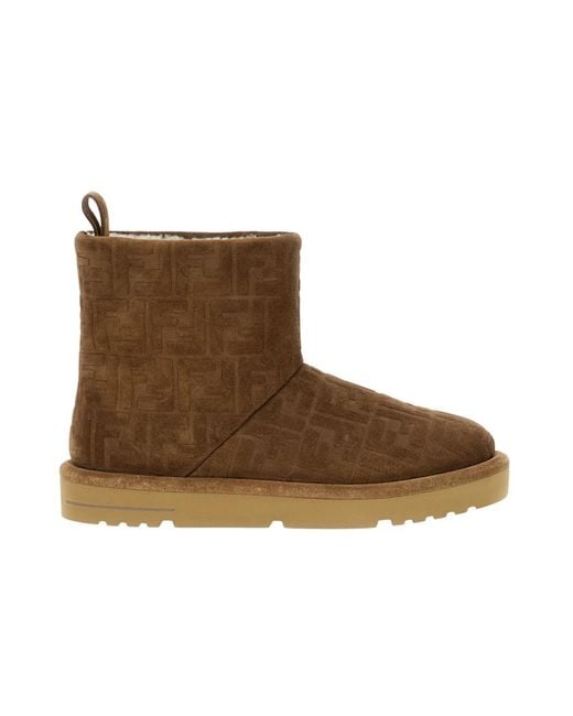 Fendi Schoenen ,Bruin ,Leer Enkellaarsjes in het Brown voor heren